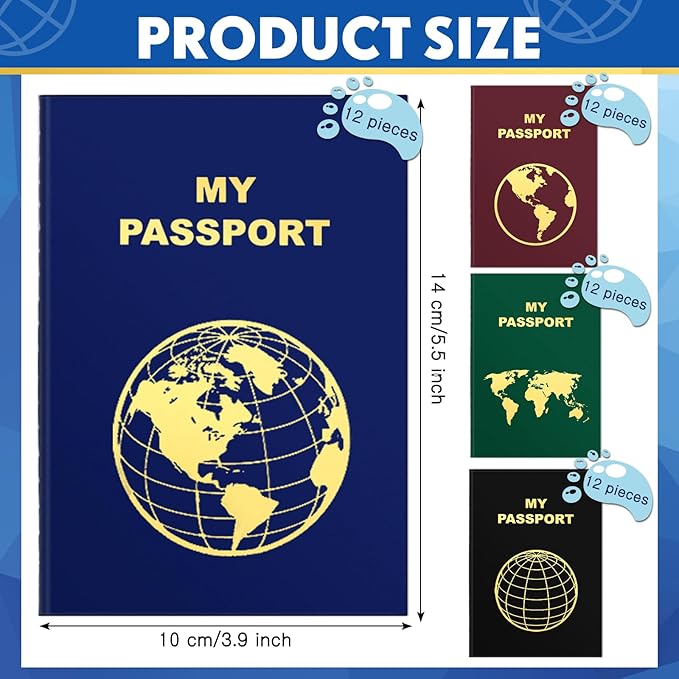Lincia 48 Pcs Blank Passport Notebook Fake Passport Book Travel Journal Book Bulk Coloring Kids Travel Airplane Activity Classroom Decor School Projects(Vintage Color)