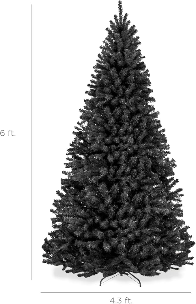 Best Choice Products Artificial Christmas Tree, 6ft Premium Unlit Realistic Spruce Holiday Décor w/Dense Branches, Metal Base – Black Spruce