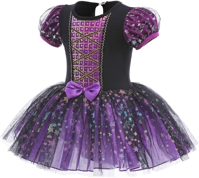 DYMCII Baby Girls Princess Ballet Dress Short Sleeve Leotards Skirted Tutu Dancewear Halloween Christmas Party Fancy Costume