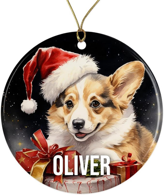 Pembroke Welsh Corgi Personalized Dog Ornament - Pet Ornament for Christmas Tree - 3" Round Ceramic - Printed in USA - Choose from 200 Breeds - Dog Mom & Dad - Xmas Decoration DOG0159