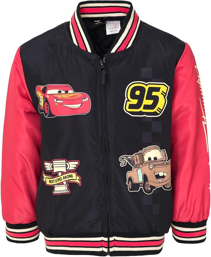 Disney Toy Story Cars Zip Up Varsity Bomber Jacket Toddler to Little Kid Sizes (2T - 7-8)