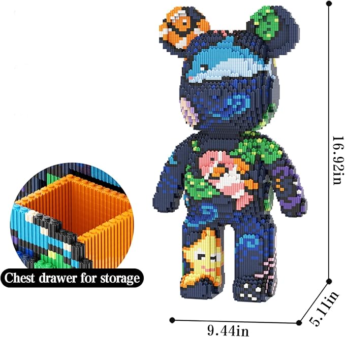 Bear Micro Mini Building Block Sets for Adults, No Compatible with Lego, Building Toys for Home & Office Decor, MOC 3D Creative Model Gifts for Christmas