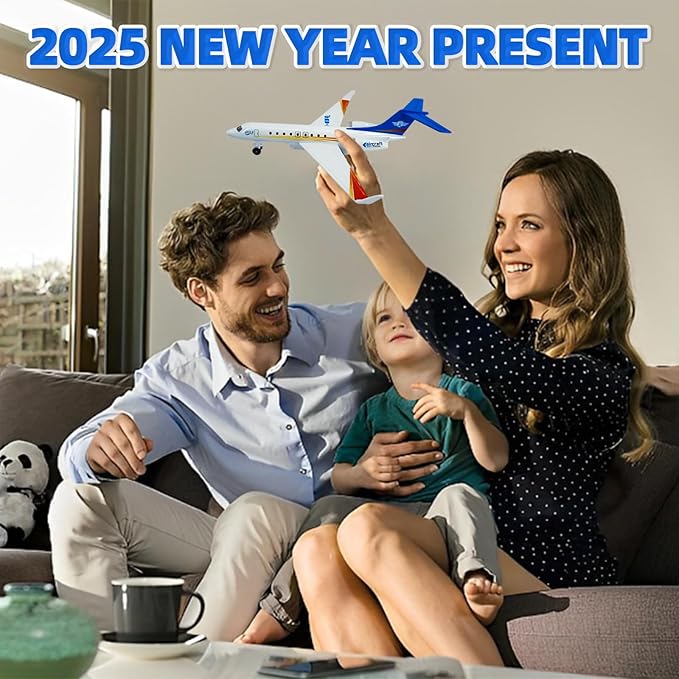 OTONOPI Model Airplane Single Airlines Die-Cast Plane Alloy Metal Aircraft Pull Back Toy Plane G650 with Lights and Sounds for Kids