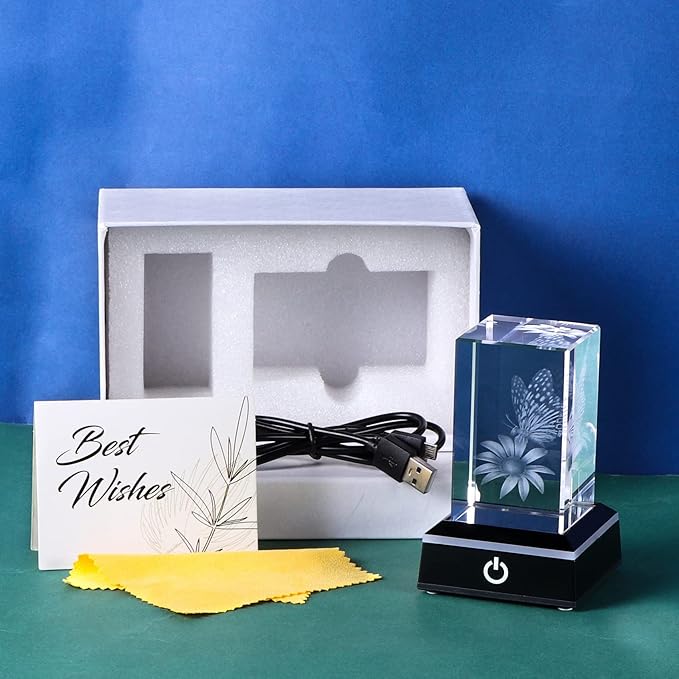 Qianwei Butterfly Gifts for Women, 3D Crystal Monarch Butterfly Figurines Stuff Home Butterflies Decor for Aniaml Lovers Her Statue Paperweight Birthday Christmas Gifts for Best Friend Girls