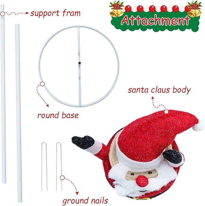 VCUTEKA Lighted Christmas Outdoor Decorations 2FT Santa Claus with LED Lights Pre Lit Pop up Collapsible Easily Metal Stand for Christmas Yard Garden Decorations, Event Decoration