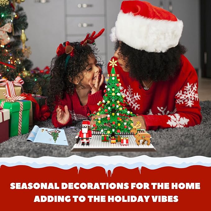 Christmas Tree Building Sets, Christmas Santa Claus and Reindeer Figures Building Blocks Bricks Set, for 6+ Ages Kids, Boys, Girls, Adult 586PCS