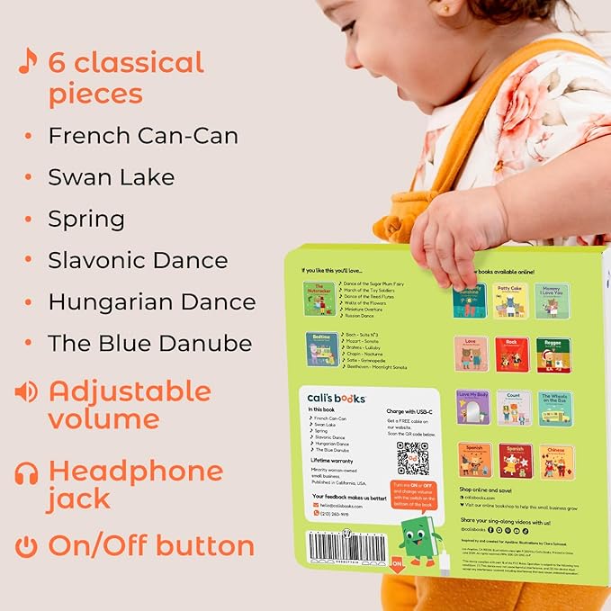 Cali's Books Dance to Classical Music Book Toddlers 1-3 Years Old - Nursery Rhymes Musical Book, Headphone Jack, Interactive Baby Sound Book, Singing Toy Children Girls, Learning Song Toy Toddler Boys