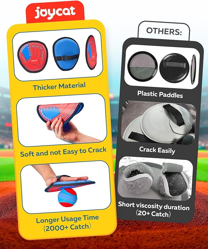 JoyCat Toss and Catch Ball Game Set,Sticky Toddler Baseball Training Glove,Beach Toys Yard Games,Kids Outdoor Games for Adults and Family,Outside Toys for 3 4 5 6 7 8 9 10+Year Old Boys Girls Gifts