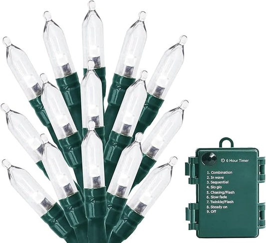 Battery Operated String Light, 33ft 100 LED Christmas Light with Timer & 8 Modes, 3AA Waterproof String Light for Outdoor and Indoor Décor – White