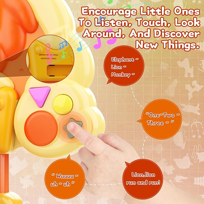 Toddler Basketball Hoop Soccer Goal for Kids 1-3, Baby Toys for 1 Year Old Boy Gifts, Kids Sports Toy with Light Sound Music, Baby Interactive Toys for Christmas Birthday Gifts for Baby(Lion)