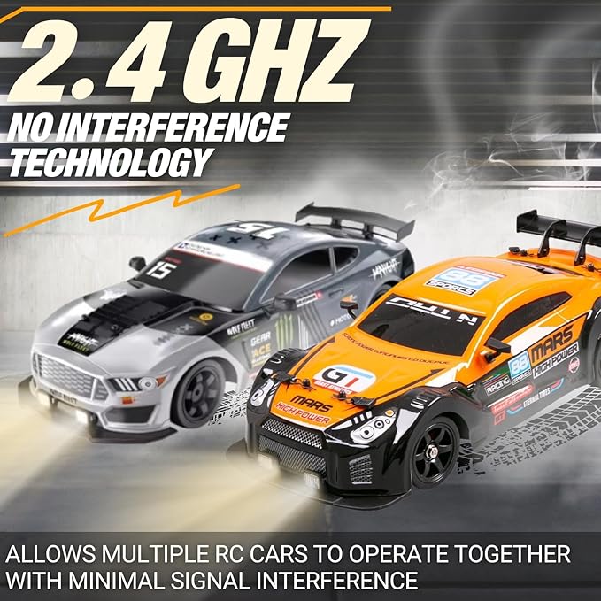 Liberty Imports RC Drift Car 1/16 2.4GHz 4WD Remote Control Sport Racing On-Road Vehicle with LED Light, Batteries and Drift Tires (Orange)