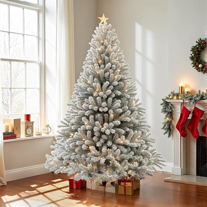 CHILLSUN Pre-Lit Artificial Christmas Tree with Lights 9ft, Holiday Party Decorations Indoor with 2270 Branch and 900 Warm LED, Easy Assembly, Metal Reinforced Base