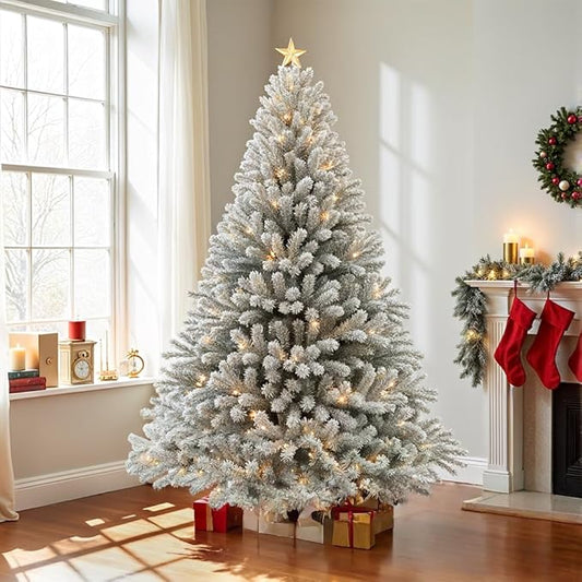 CHILLSUN Pre-Lit Artificial Christmas Tree with Lights 9ft, Holiday Party Decorations Indoor with 2270 Branch and 900 Warm LED, Easy Assembly, Metal Reinforced Base