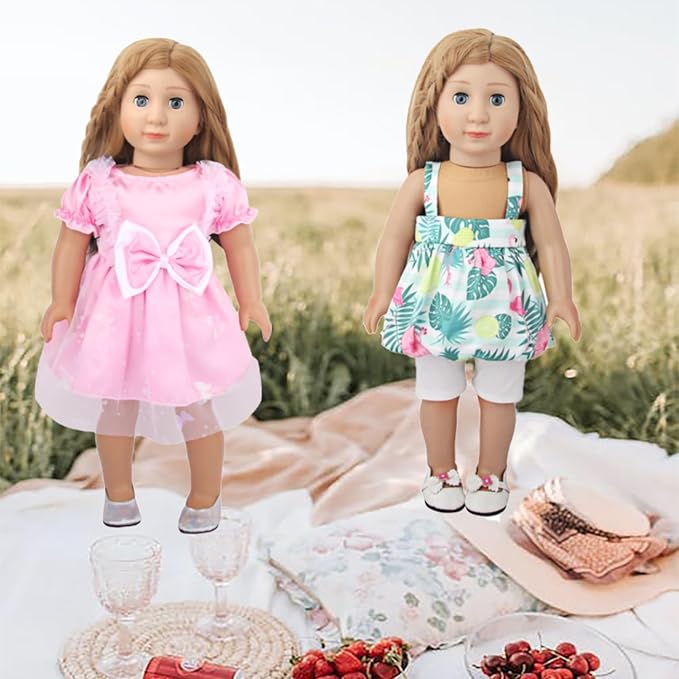 10 Sets of 18 Inch American Doll Clothes, Including 10 of Doll Clothing Dress Outfits for American Dolls, Birthday Gifts for Kids