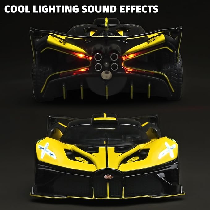 Toddler Car Toys 1/24 Diecast Cars Compatible for Bolide Model Car Collection,Spray Bolide Toy Car for Boys,Pull Back Cars with Light and Sound,Toy Cars for Boys Age 4-7（Yellow）