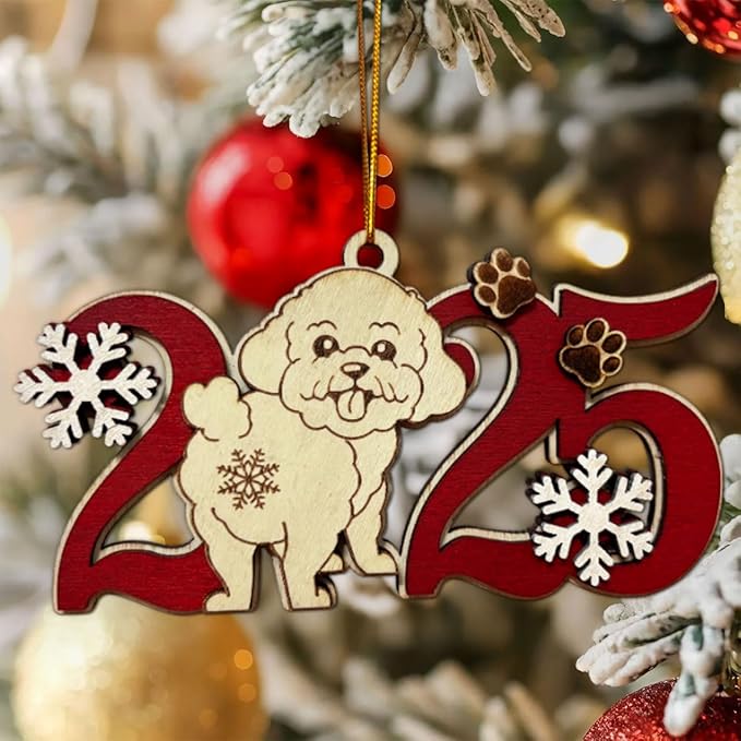 Maltese Dog 2025 Christmas Ornament – Wooden Holiday Tree Hanging Decoration – Cute Maltese Puppy Ornament, Pet Lover Keepsake Gift for Christmas 2025