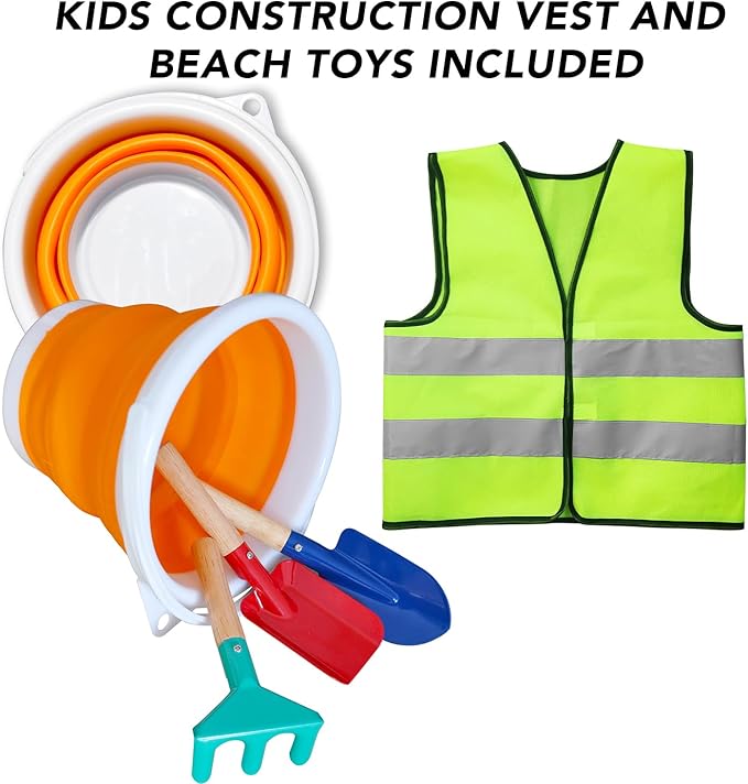 Sand Digger Sandbox Digger Toy, 360°Rotating Base, Sturdy Stable Steel Frame Structure-Metal Bucket, Kids Digger Excavator Digging Toys Excavator Ride on, Ideal for Sand Sandbox Beach Snow