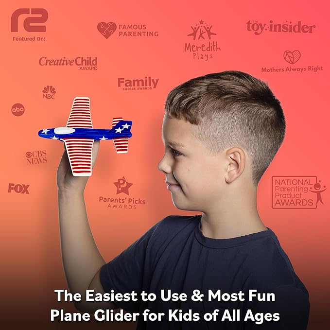 Airplane Toys for Kids: Stars & Stripes Foam Glider Plane Toy For Boys & Girls - USA Flag Design Gifts for Boys & Girls, Airplane Toy American Flag Model Color Airplanes for Outdoor Party Favor Toys
