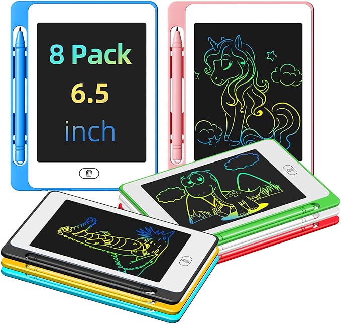 8 Pack LCD Writing Tablet for Kids, 6.5 Inch Colorful Doodle Board Drawing Tablet, Erasable Reusable Electronic Drawing Pads, Educational Learning Toys Birthday Gifts for Girls Boys Age 3 4 5 6 7 8