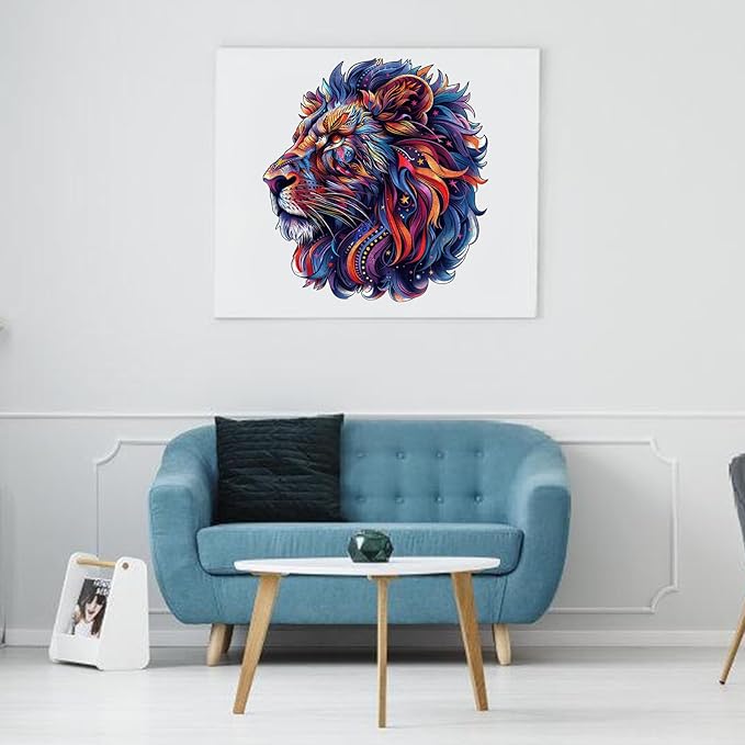 Wooden Puzzles for Adults,Lion Wooden Jigsaw Puzzles 500pcs,15.5x16.7in,Royal,Unique Shape Animal Adult Puzzles,Irregular Wood Puzzles Creative Gift for Adults and Kids Family Game