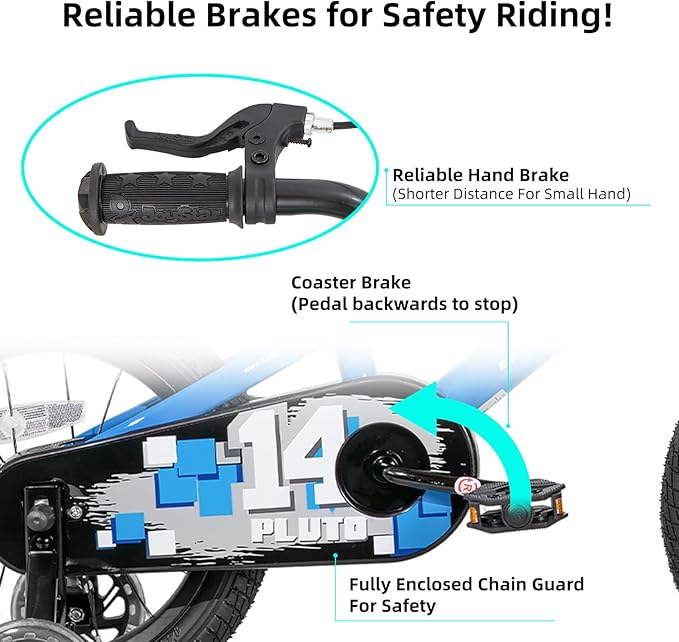 JOYSTAR Pluto 12 14 16 18 20 Inch Kids Bike with Light Up Training Wheels, Kids' Bicycle for Boys Girls Age 3-12 Years, Children Bikes, Multiple Colors