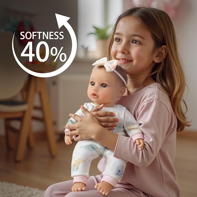 SCOM Soft Baby Doll Girl - 16 inch First Realistic Doll with Accessories, Lifelike Real Cute Baby with Cloth Body & Vinyl for Kids 3 4 5 6 + Year Old Gifts