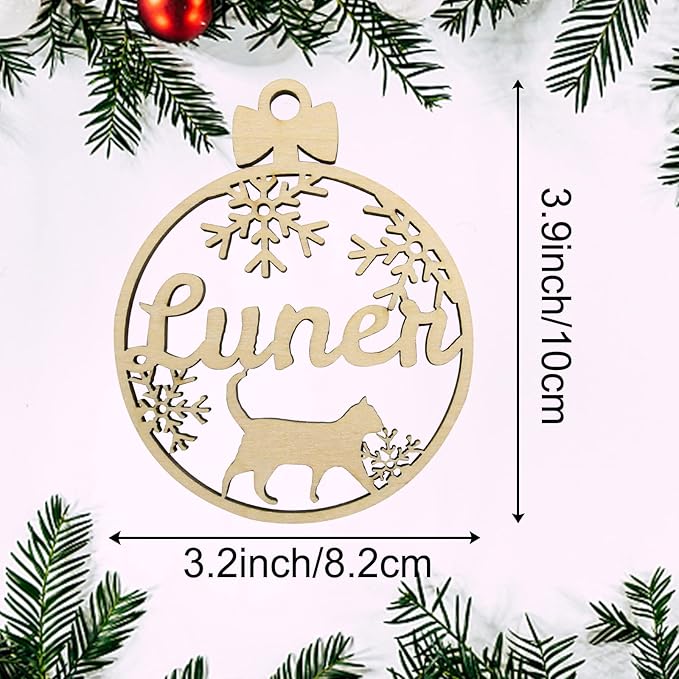 Personalized Dog Cat Paw Ornament Christmas, Custom Pet's Name Ornament, Customized Wooden Crawling Cat Ornaments for Christmas Tree
