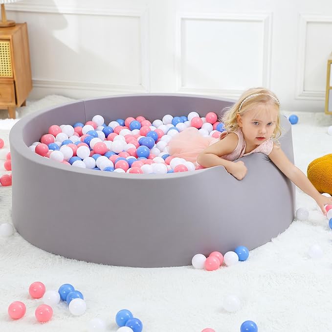 Wilwolfer Foam Baby Ball Pit for Toddlers: 47 x 14.5 inch Extra Large Kids Ball Pit, Indoor Outdoor Babies Playpen, Kids Soft Play Toys, Birthday Gift for Girl Boy - Balls Not Included