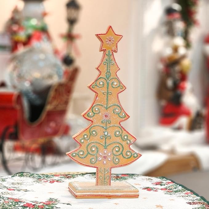 Gingerbread Tree Gingerbread Christmas Decorations Indoor Resin Christmas Tree Statue Decorations Kitchen Tabletop Xmas Decor