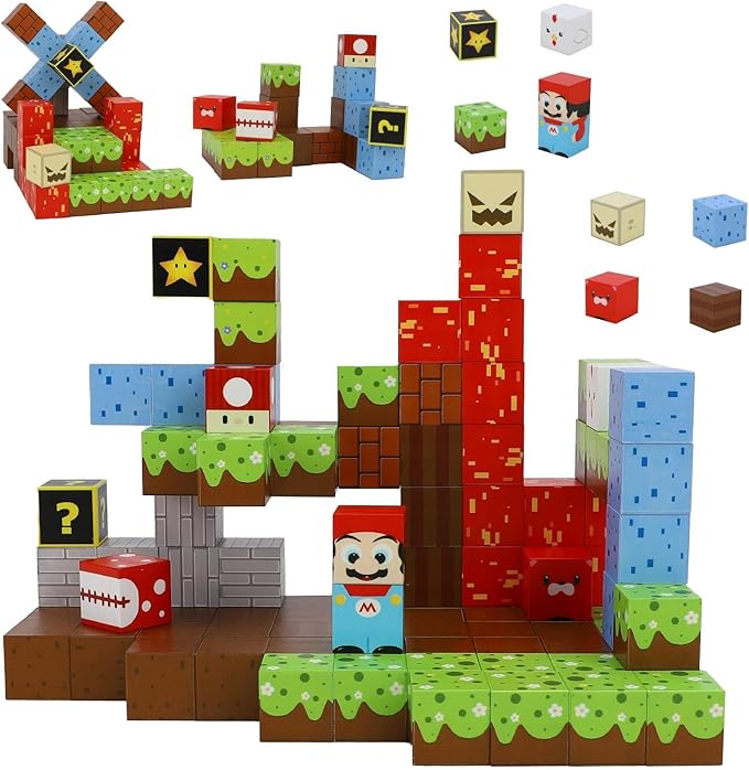 TOY Life Magnetic Blocks - 100PCS Magnetic Building Blocks Set for Kids Age 3-12 Year Old Boys Girls, 1" Mine World Magnet Building Cubes Sets for Toddlers