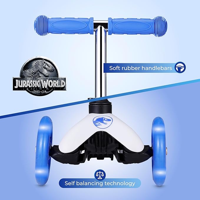 Self Balancing Kick Scooter with Light Up Wheels, Extra Wide Deck, 3 Wheel Platform, Foot Activated Brake, 75 lbs Limit, Kids & Toddlers Girls or Boys, for Ages 3 and Up