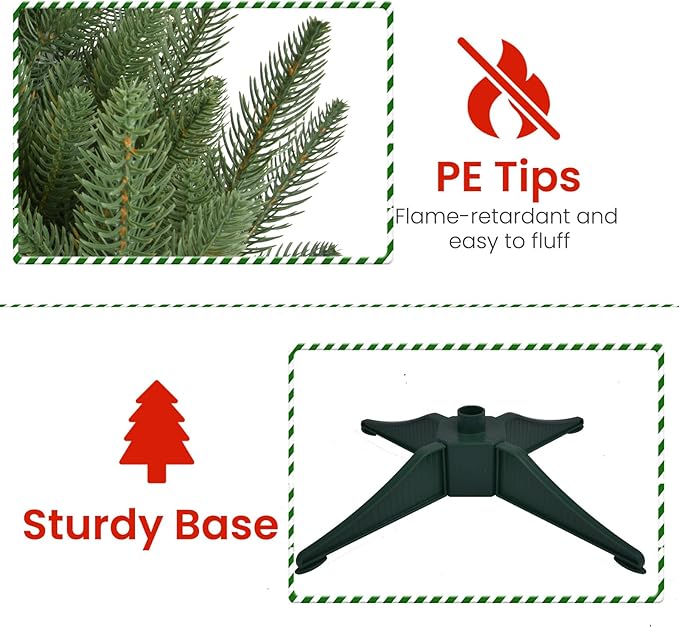 3FT Artificial Small Christmas Tree, Premium PE Tips, Easy Assembly Metal Hinges & Foldable Base, Mini Christmas Tree for Tabletop, Home, Office, Indoor and Outdoor Decor, Christmas Decoration
