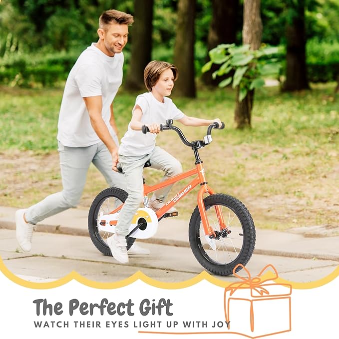 Kid Bike with Training Wheels, BMX 16 inch Bike with Pedals, Toddle Bicycle for 3-5 Year Old Boys Girls, Birthday Gift