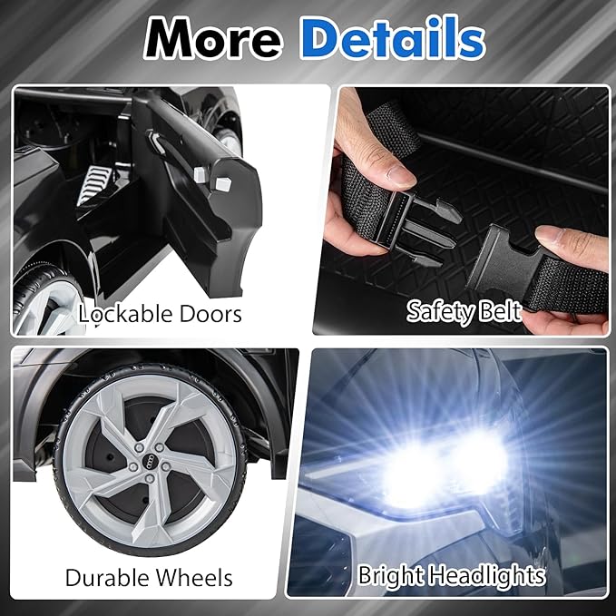 Licensed Audi SQ8 Ride on Car by INFANS, Battery Powered Electric Vehicle for with Remote Control, Adjustable Music, LED Lights, Suspension, Driving Toy Gift for Kids Toddler Age 3+ (Black)