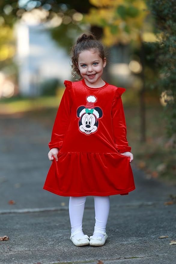 Disney Stitch Minnie Elsa Princess Sweatshirt Dress Toddler Girl Sequin Long Sleeve Pullover Clothes Fall Outfit 2-9 Years