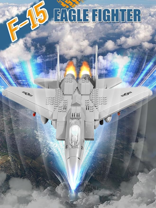 Military F-15 Eagle Fighter Jet Building Blocks Set 270 Pieces Air-Force Build Blocks Toy Airplane Great Gift for Boys Kids and Teens Compatible with All Building Bricks Planes and Jets