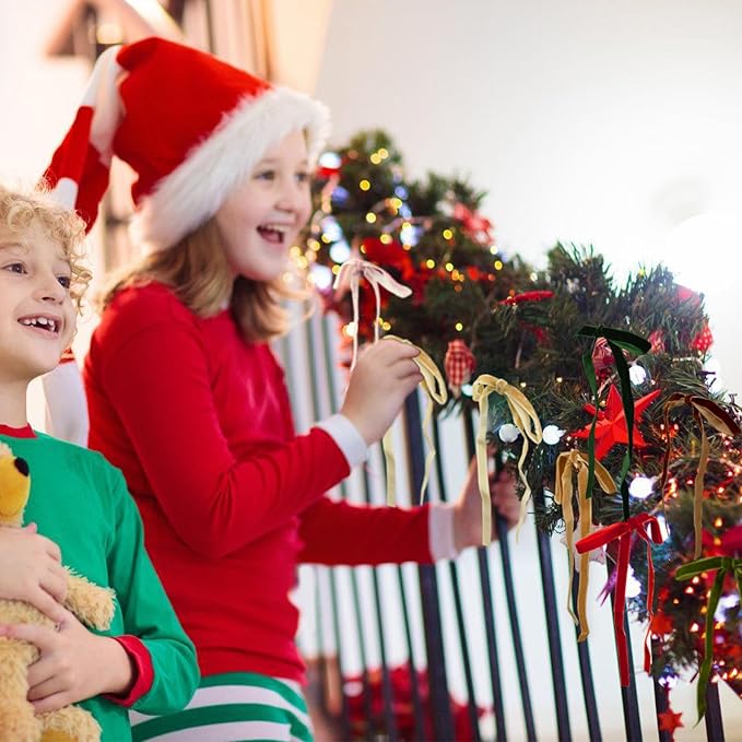 24Pcs Velvet Ribbon 5 x 7 Inch Christmas Ribbon 3/8 Inch Wide Christmas Bows Vintage Velvet Bows for Christmas Tree Burgundy Bows for Christmas Tree Decorations
