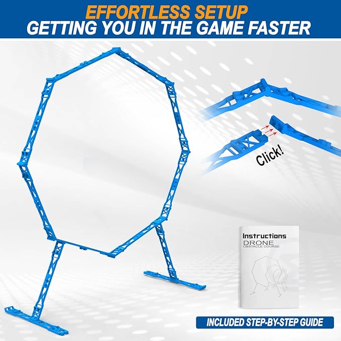 Drone Obstacle Course, Includes 3 Pack Easy to Build Obstacle Hoop, FPV Racing Drone Loop Gate, Suitable Competition RC FPV Racing of Drones or Model Aircraft Games for Age 6-12 Kids or Adults