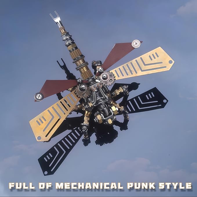 Adult 3D Metal Puzzle, Punk Insect Model Set, 3D Mechanical Insect Building Block Puzzle, Fun DIY Assembly, high-end Men's Gift. (Metal Dragonfly)