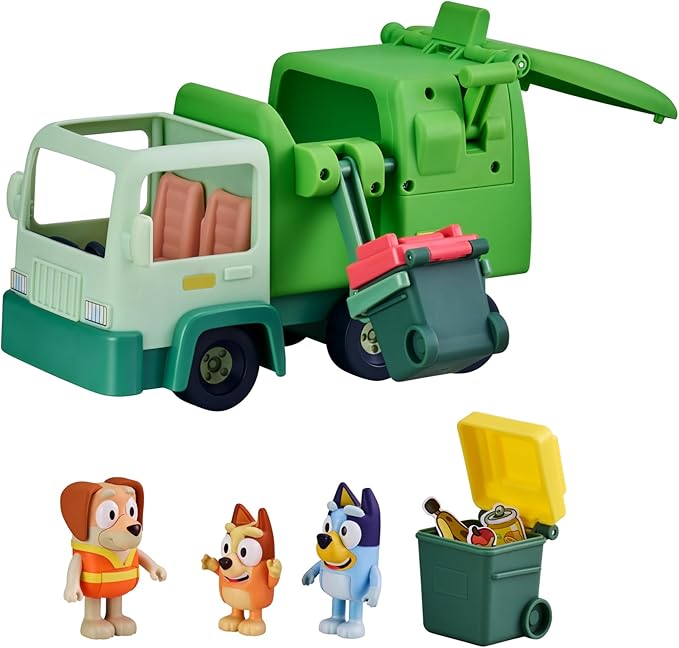 Bluey Garbage Truck Toy Set, Bingo, Bin Man Figures - Includes Trash Cans & Accessories | Amazon Exclusive Playset for Kids Ages 3+