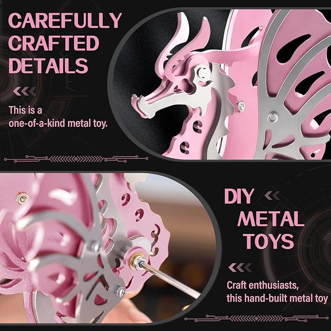 3D Metal Puzzles,3D Metal Puzzle for Adults,Mechanical Model Kit Seahorse Pink,Steel 3D Puzzles Stainless Steel Ornaments for Adults Home Decor Art Craft Gifts Toys.