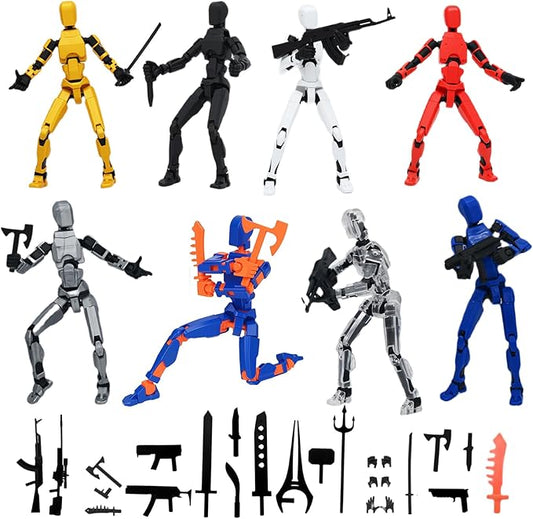 (Assembly Completed) 8 Packs Dummy13 Action Figure Set, 3D Printed ActionFigure Toy Gifts for Kids, Dummy 13,Robot 13 Action Figure Full Body Mechanical Doll Christmas Birthday Gift for Boys Girls