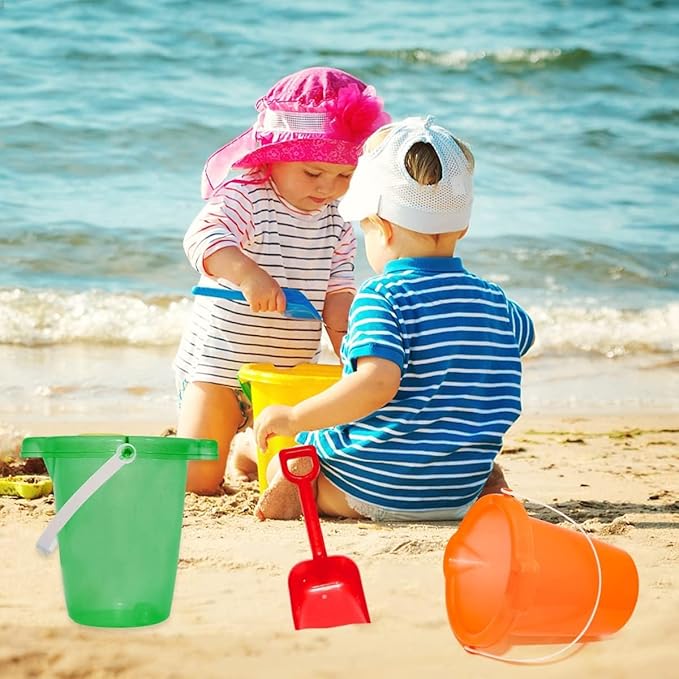 Holady 7.6" Inch Sand Beach Buckets Pail and Sand Shovels Set for Kids,Sand Bucket Water Bucket for Beach Fun Great Summer Party Accessory