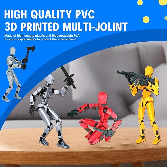 MerryXD T13 Action Figure,Assembly Completed Dummy Nova Tintan Lucky 13 Action Figure 3D Printed Multi-Jointed Movable Toy Clear