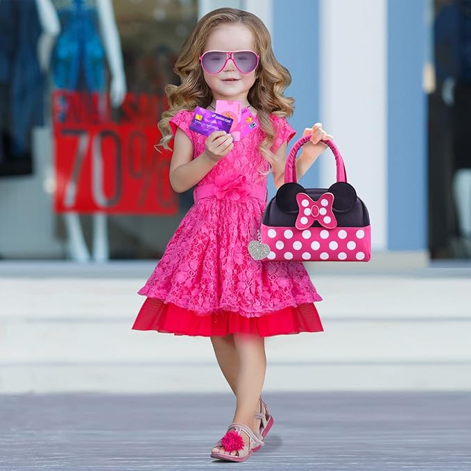 Pretend Play Purse for Little Girls-Toddler Purse Set Pretend Play Makeup Toys for 3 4 5 6 Year Old Kids,Toddler Purse with Accessories,Toy Purse Perfect for Girls Birthday Gifts (MNLSBB 2A)