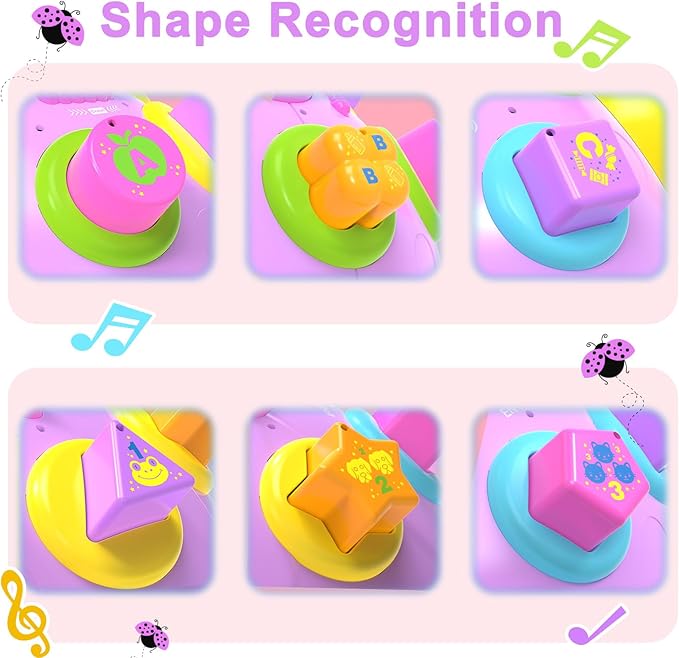 Musical Ladybug Baby Toys 6-12 Months, Infant Early Educational Learning Montessori Toy for 1+ Year Old Girl, First Birthday Gift Toys for 7 8 9 10 11 Months Newborn Girls (Purple)