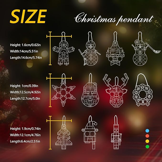 14-in-1 Christmas Tree Ornaments Building Kit, DIY Decorative Hanging Ornaments Building Toys Santa, Snowman, Gingerbread, Reindeer, Best Festival Gift for Kids or Friends 2025 New