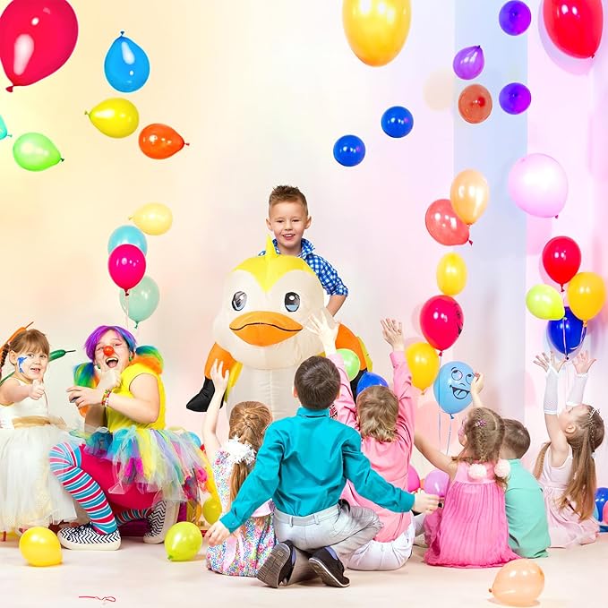 M MH ZONE Inflatable Duck Costume for Kids - Blow Up Ride on Yellow Halloween Party Suit for Boys Girls