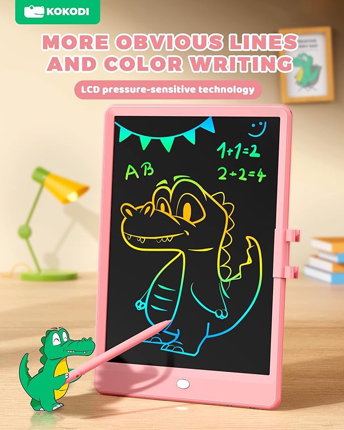KOKODI LCD Writing Tablet,Gifts for 3 Years Old Boys and Girls,10 Inch Colorful Doodle Board Drawing Tablet, Erasable Reusable Electronic Drawing Pads, Educational and Learning Toy for Kids