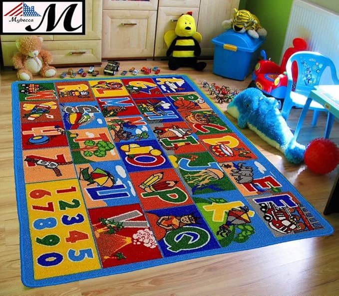 Mybecca Kids Rug ABC-1 Numbers Area Rug 3' x 5' (3'3" X 4'9") (39" x 56") (99cm x 142cm) Non Slip Gel Backing